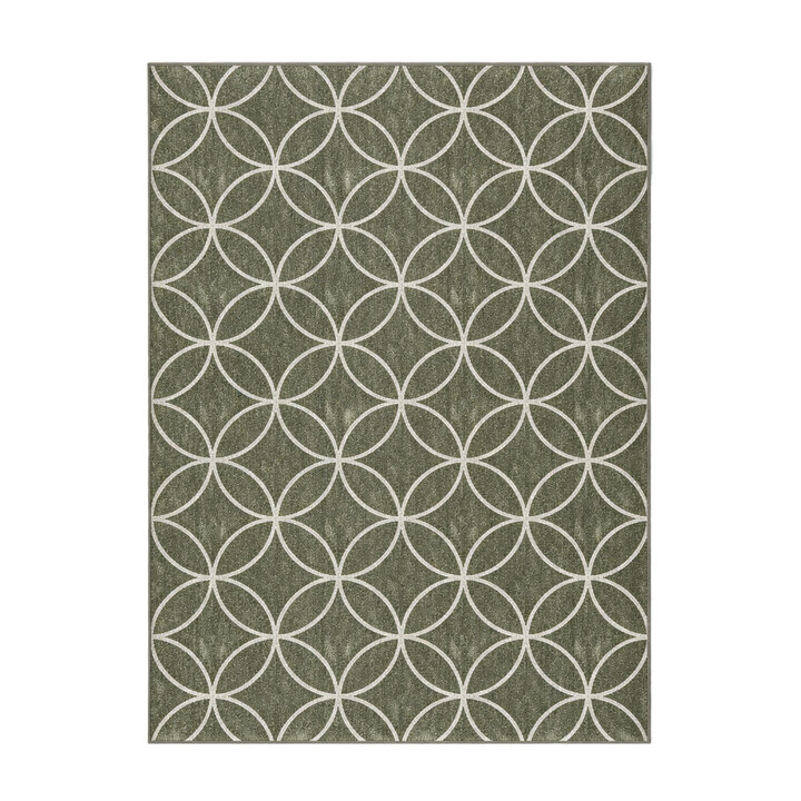 Geometrischer Outdoor Teppich - Faro Ripple Grün  Weiß