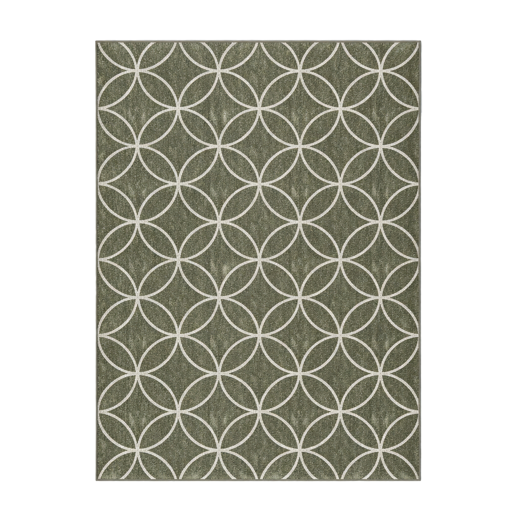 Geometrischer Outdoor Teppich - Faro Ripple Grün  Weiß - sfeer