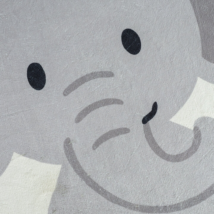 Waschbarer Spielteppich Rund - Sammy Elephant Grau