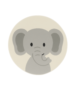 Waschbarer Spielteppich Rund - Sammy Elephant Grau