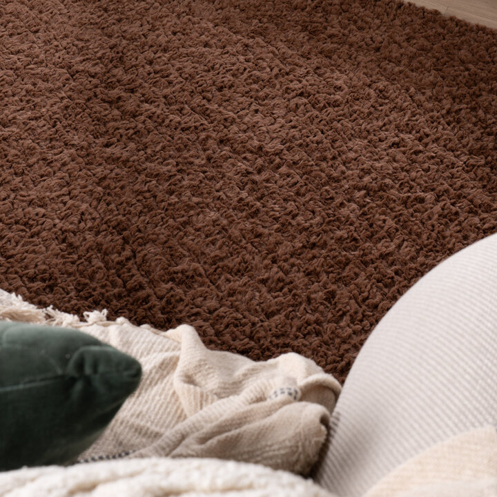 Flauschiger Teppich Rund - Bobby Dunkelbraun