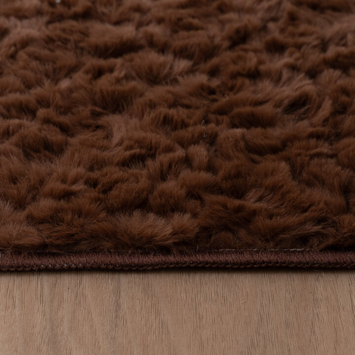 Flauschiger Teppich Rund - Bobby Dunkelbraun
