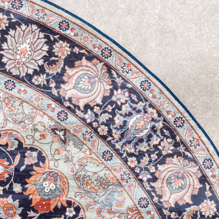 Teppich Vintage Rund - Imagine Medaillon Blau