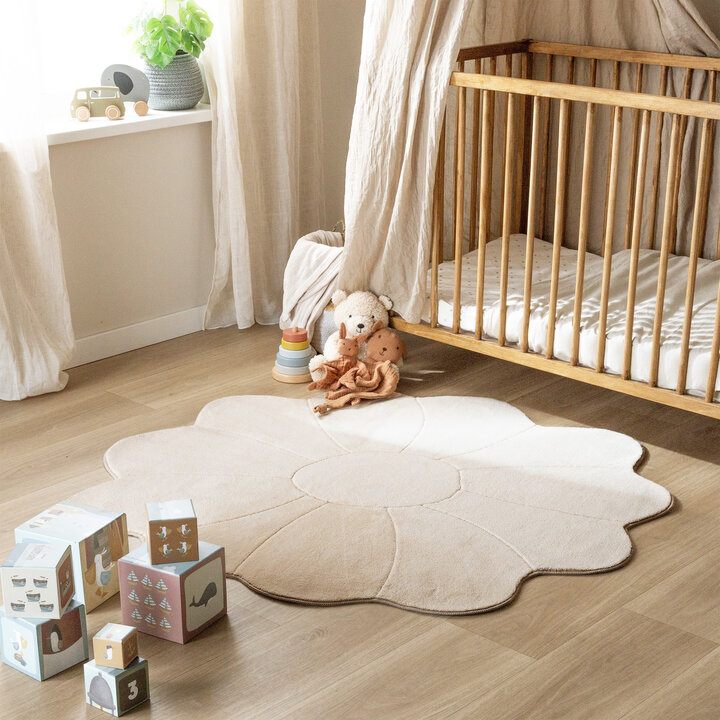 Kinderteppich Rund - Coco Blume Beige