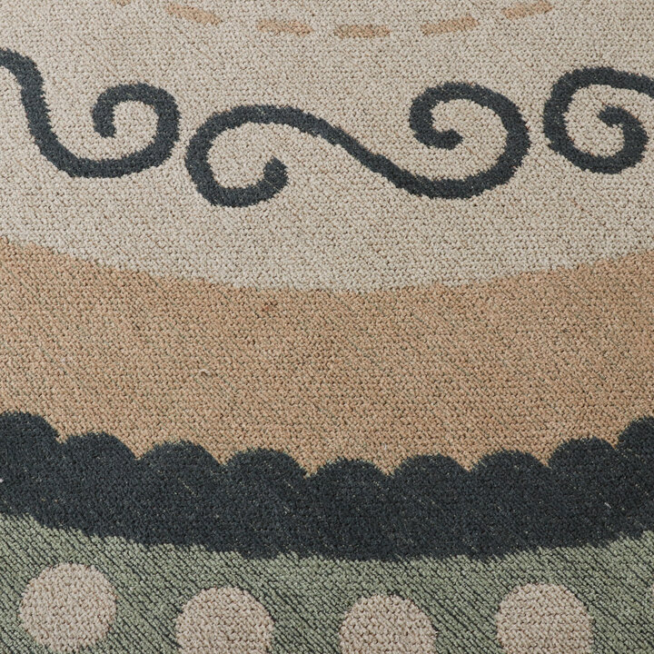 Baumwollteppich Rund - Nola Border Grün