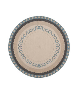 Baumwollteppich Rund - Nola Border Grün