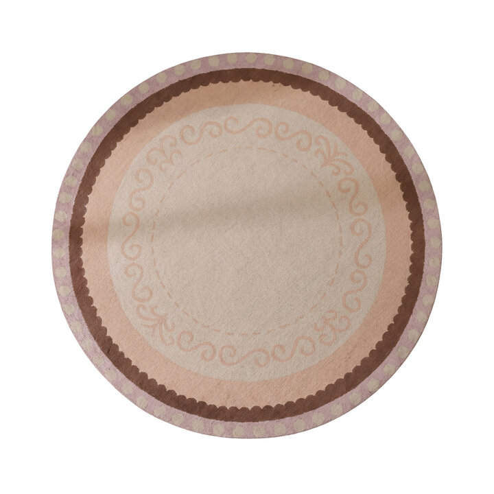 Baumwollteppich Rund - Nola Border Beige
