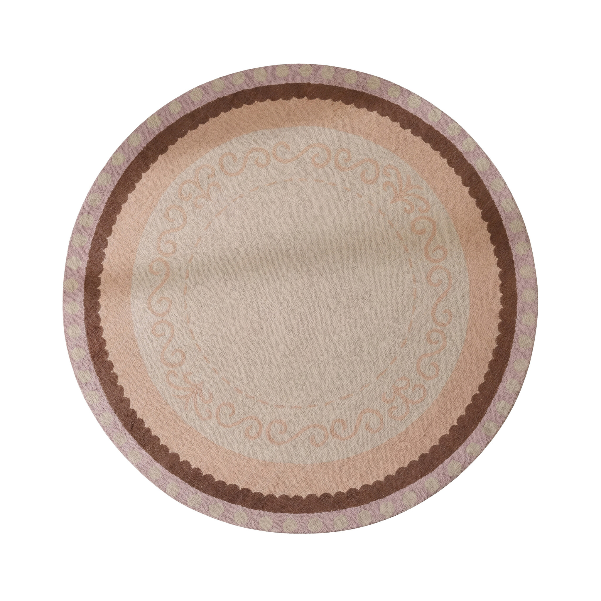 Baumwollteppich Rund - Nola Border Beige - sfeer