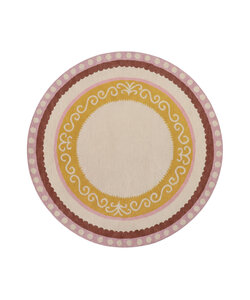 Baumwollteppich Rund - Nola Border Rosa