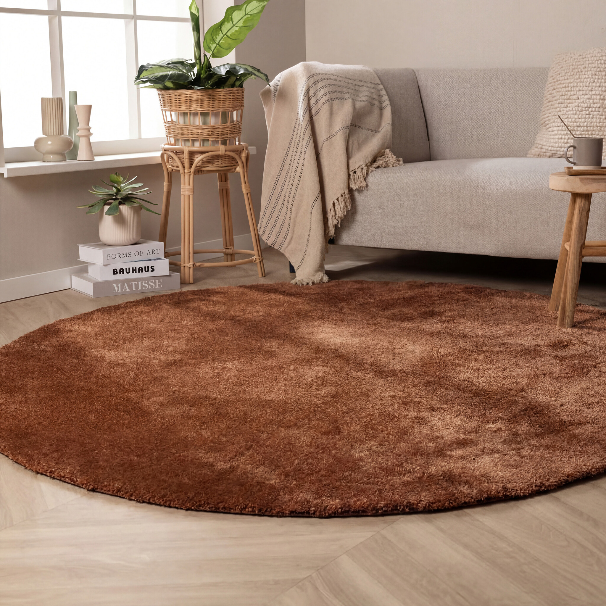 Waschbarer Teppich Rund - Clean Rost