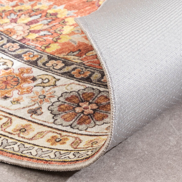 Vintage Gartenteppich Rund - Santo Flora Terrakotta