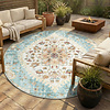 Vintage Gartenteppich Rund - Santo Mandala Hellblau - thumbnail