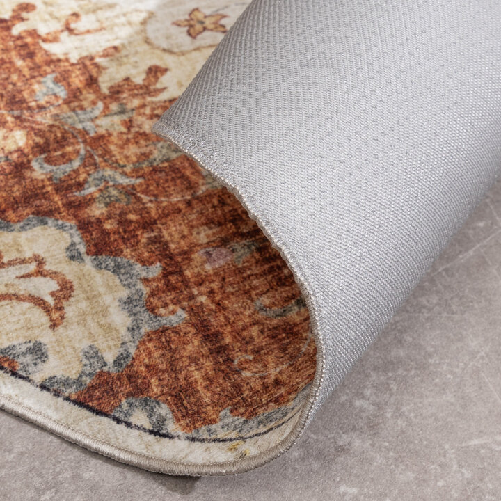 Vintage Gartenteppich Rund - Santo Mandala Terrakotta