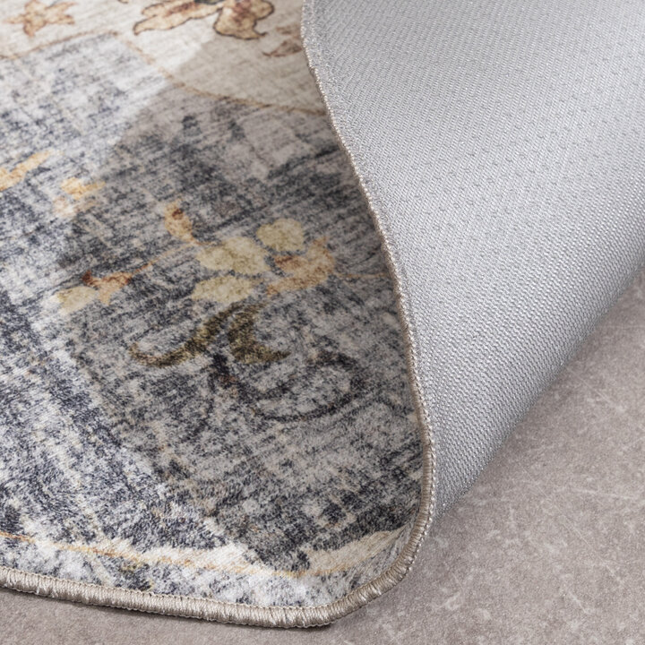 Vintage Gartenteppich Rund - Santo Mandala Blau Grau