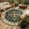 Vintage Gartenteppich Rund - Santo Flora Dunkelgrün - thumbnail