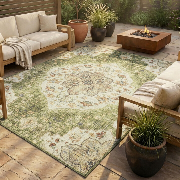 Vintage Gartenteppich - Santo Mandala Grün