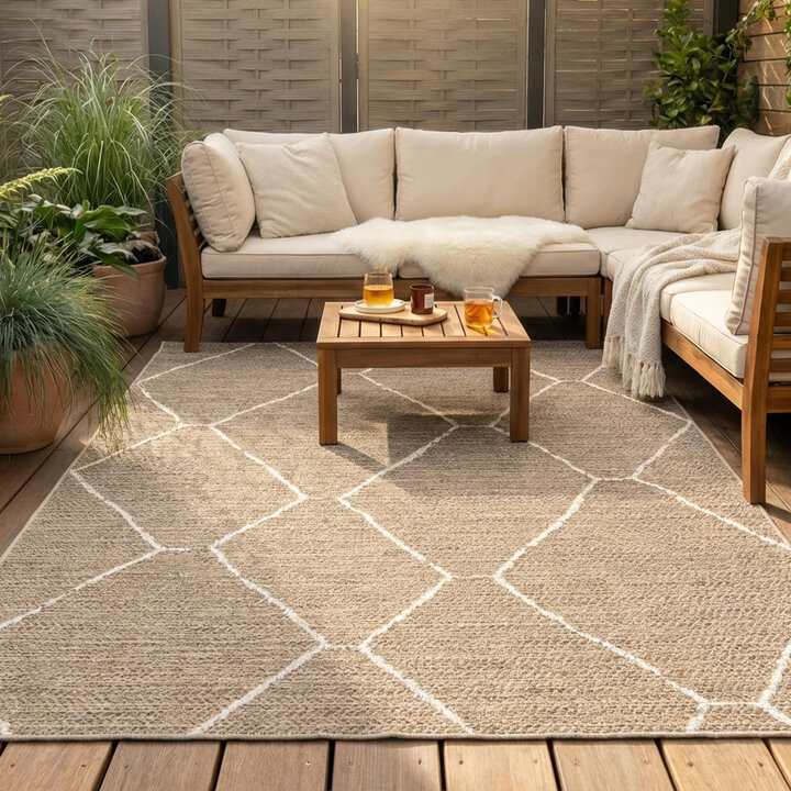 In- & Outdoor Jute Teppich - Fora Lines Natural