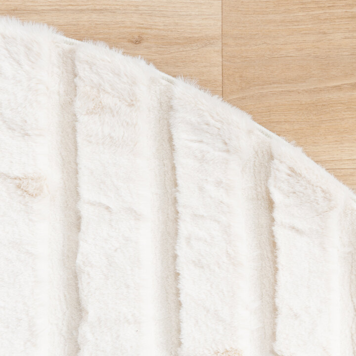 Hochflor Teppich Rund - Carvy Curves Creme