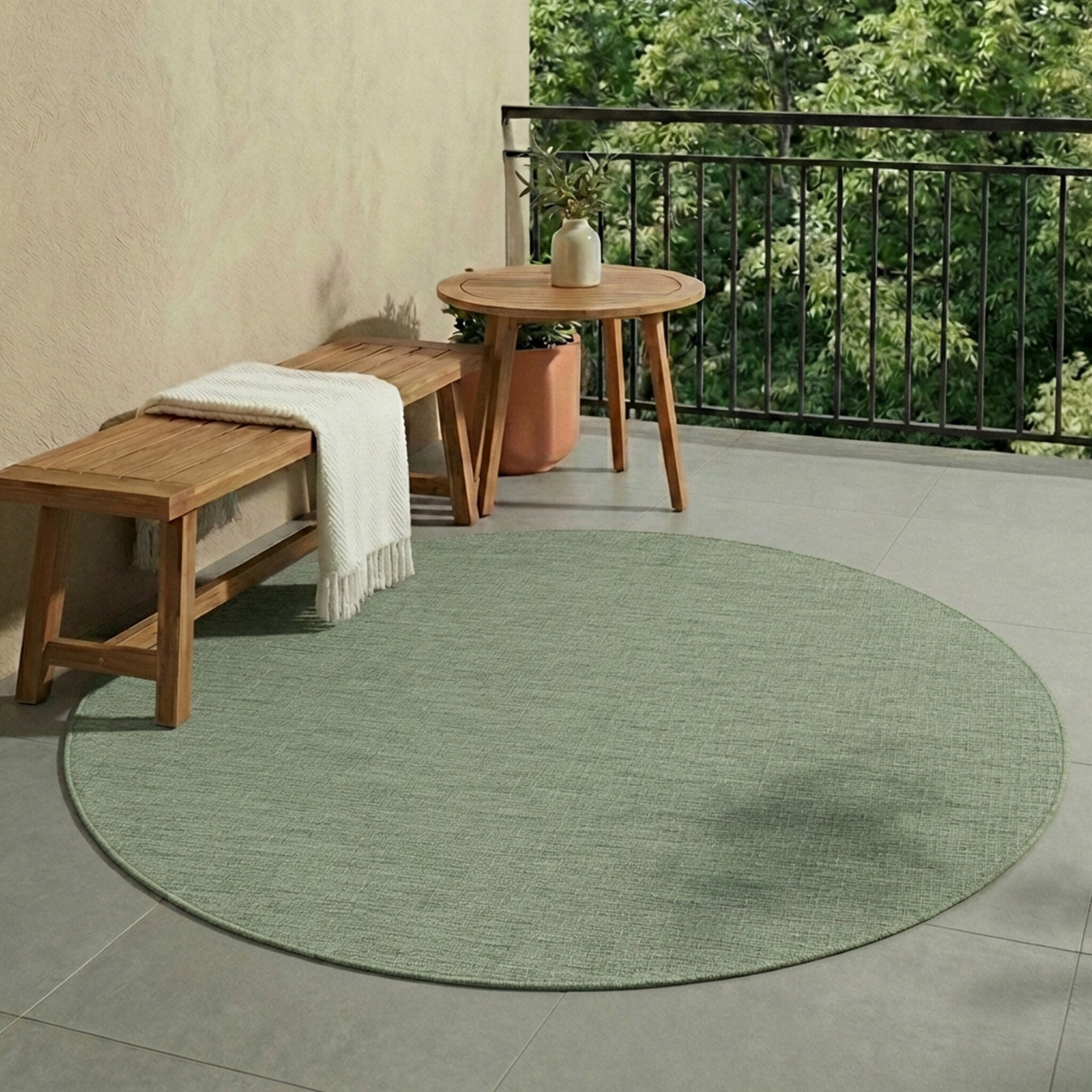 In- & Outdoor Teppich Rund - Costa Grün