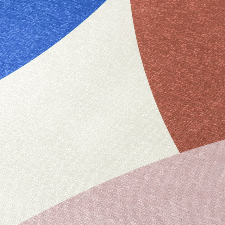 Geometrischer Teppich - Swing Circles Blau Rosa 