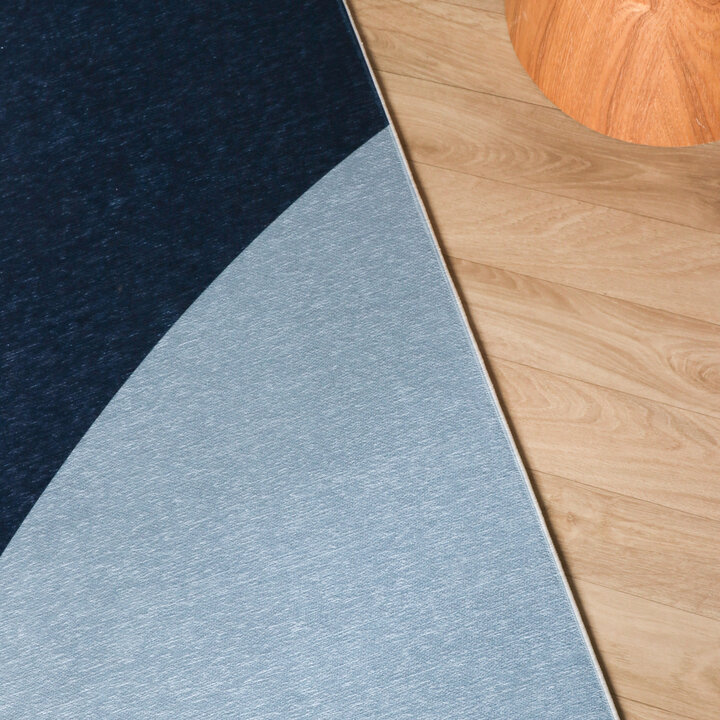 Geometrischer Teppich - Swing Circles Blau Braun