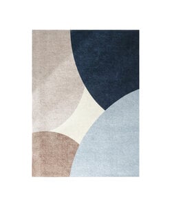 Geometrischer Teppich - Swing Circles Blau Braun