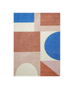 Geometrischer Teppich - Swing Shapes Blau Rosa 