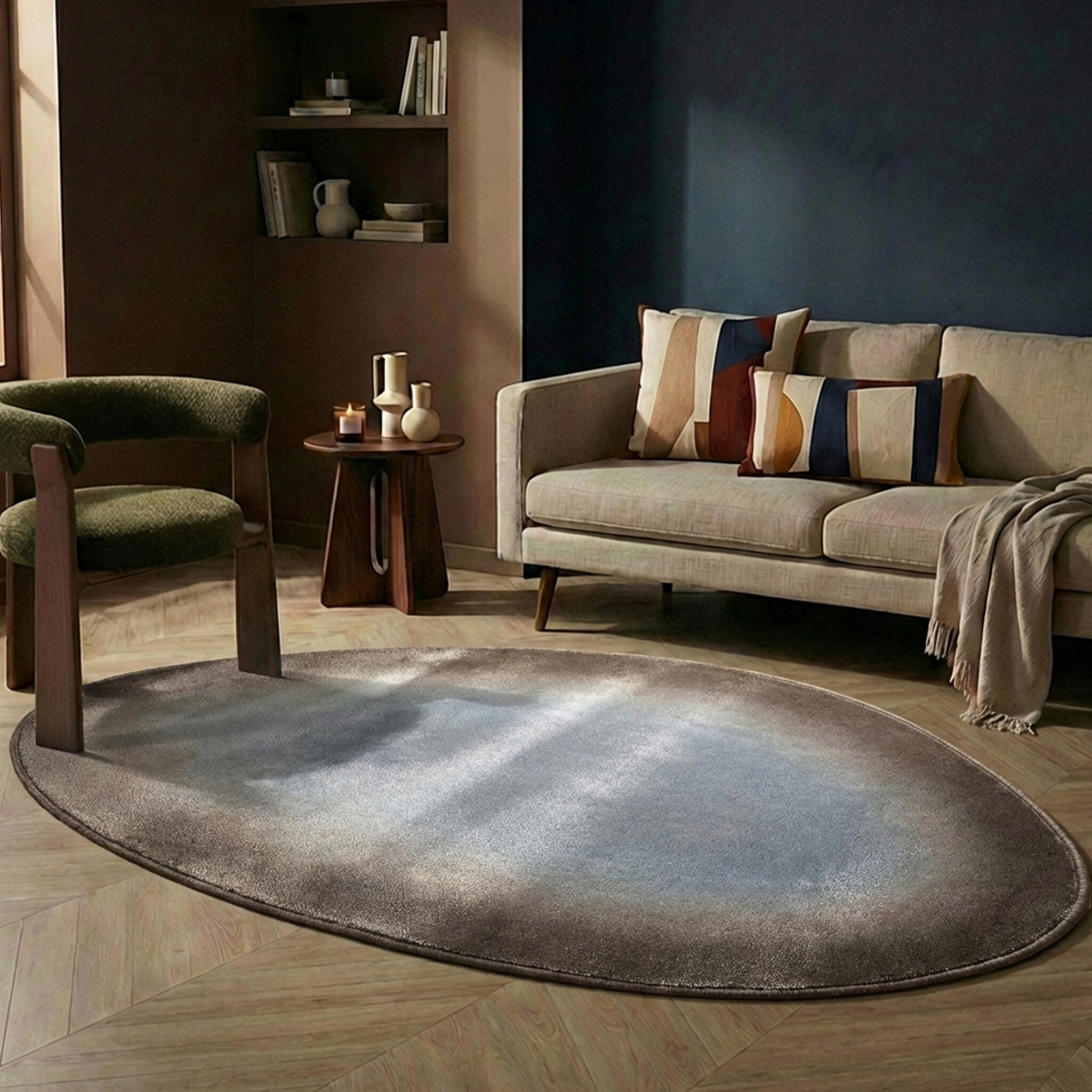 Teppich Organisch - Mellow Blau Taupe