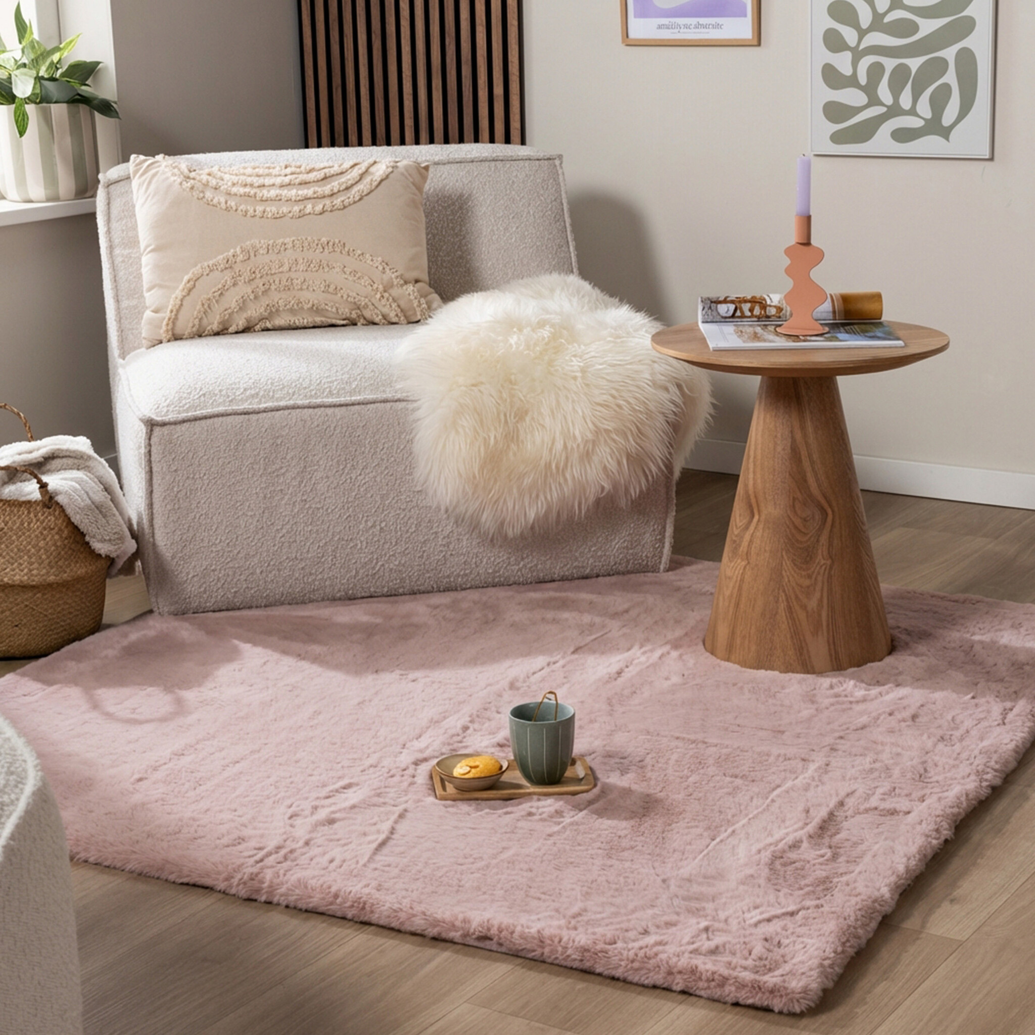 Hochflor Teppich Quadratisch - Comfy Supreme Rosa