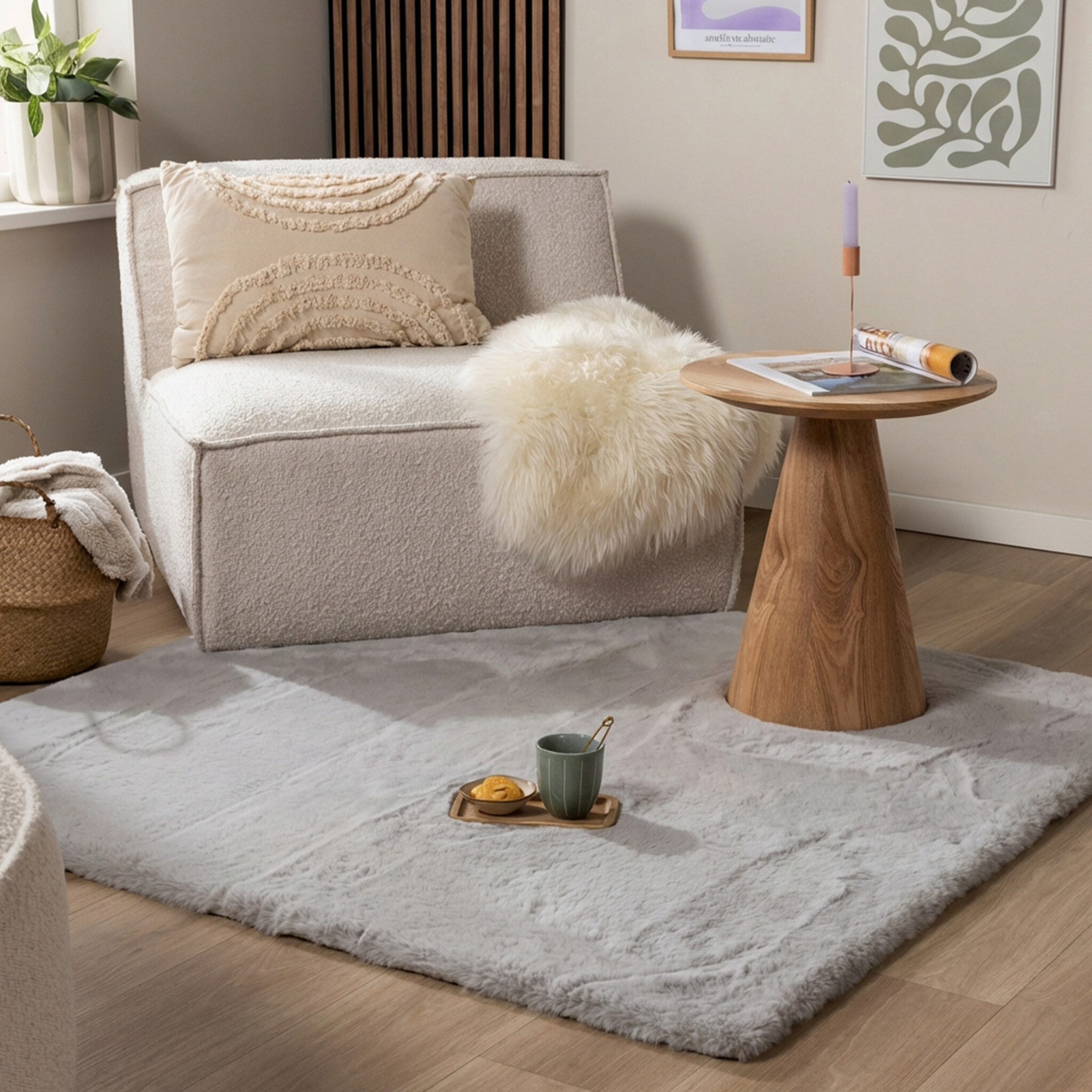 Hochflor Teppich Quadratisch - Comfy Supreme Grau