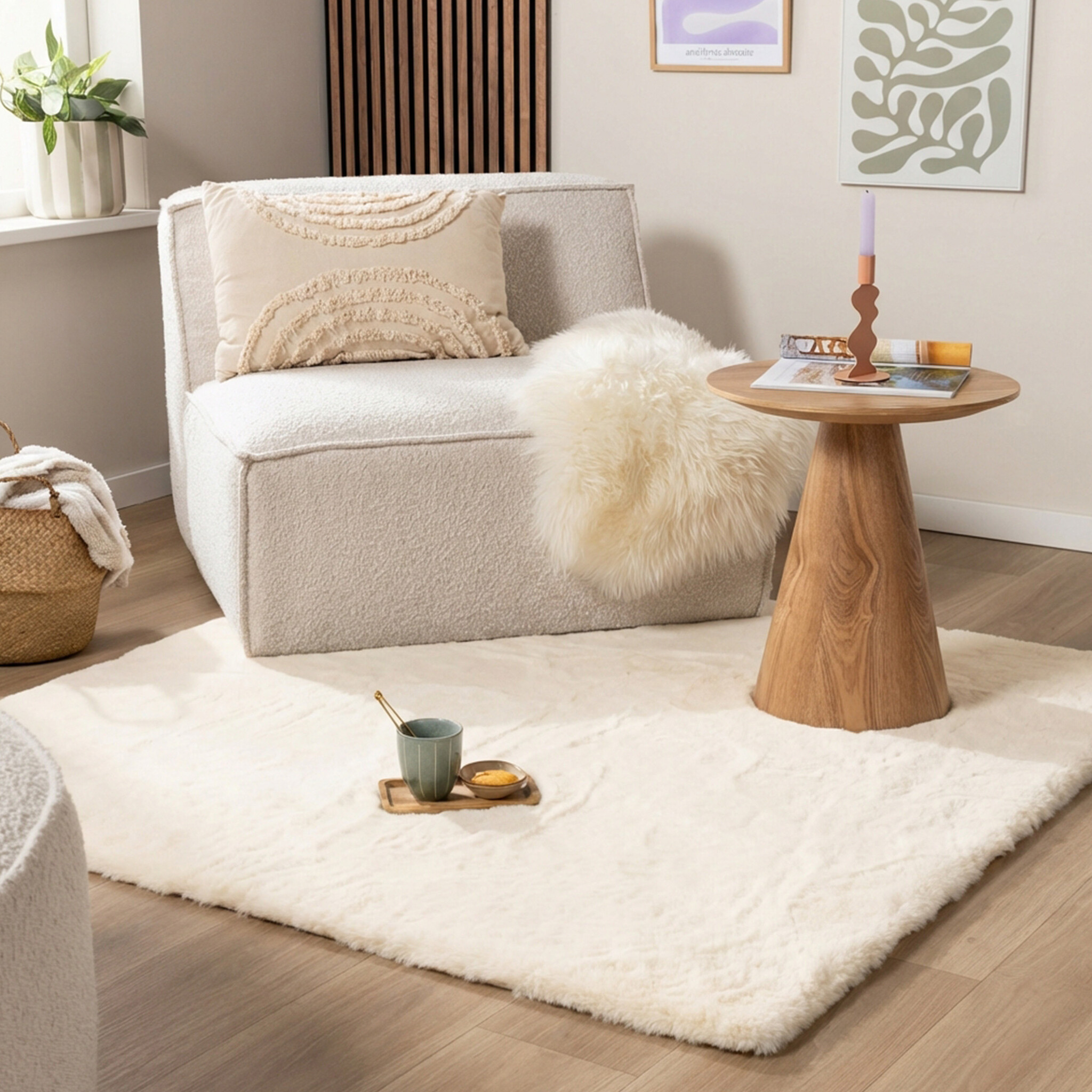 Hochflor Teppich Quadratisch - Comfy Supreme Creme