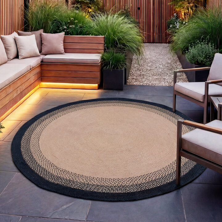 In- & Outdoor Teppich Rund - Florence Schwarz