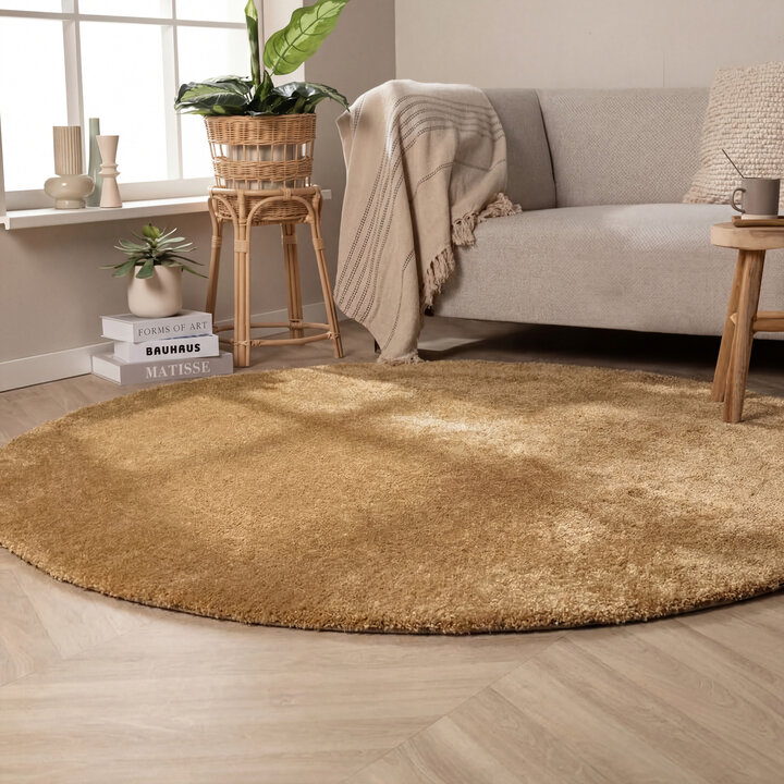 Waschbarer Teppich Rund - Clean Gold