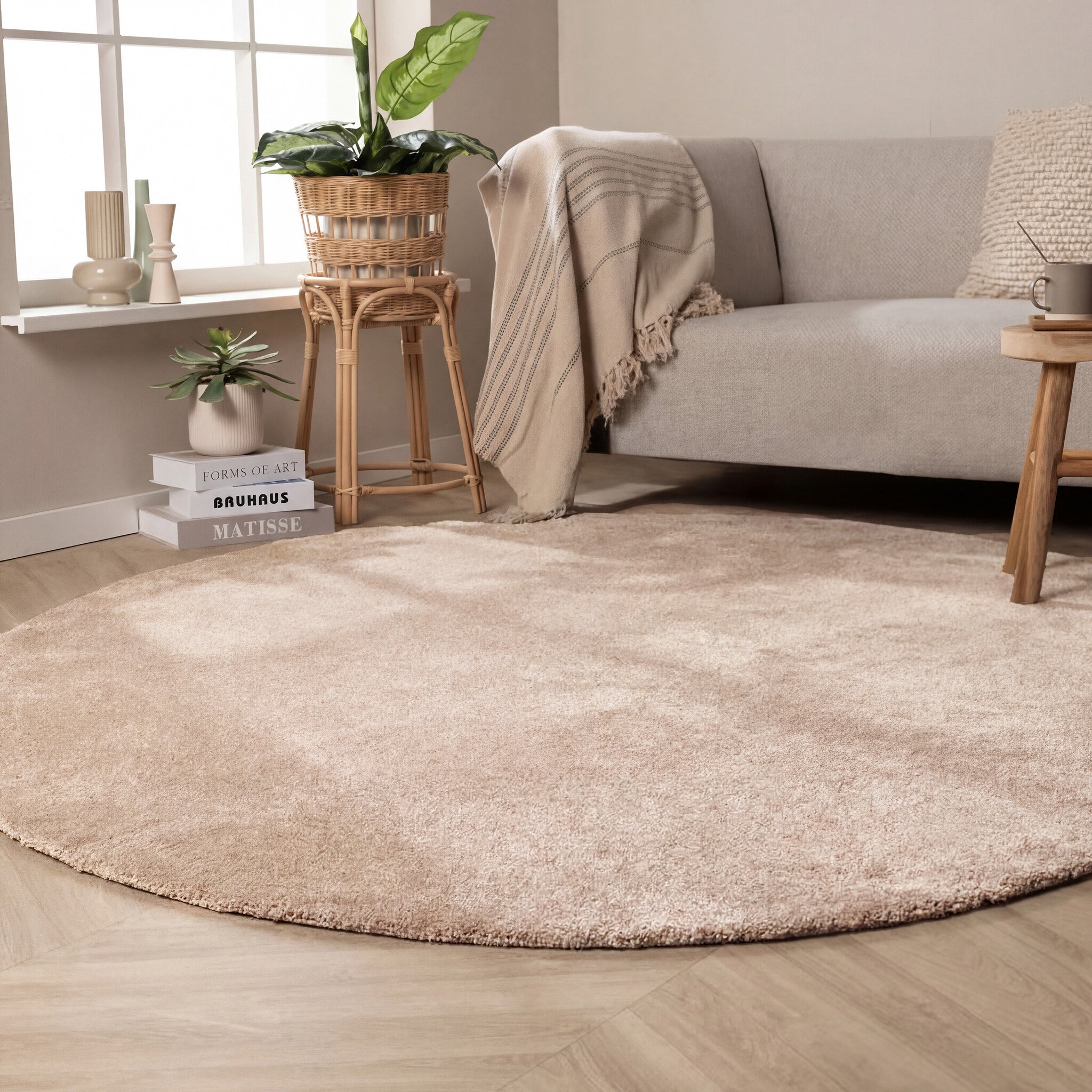 Waschbarer Teppich Rund - Clean Beige