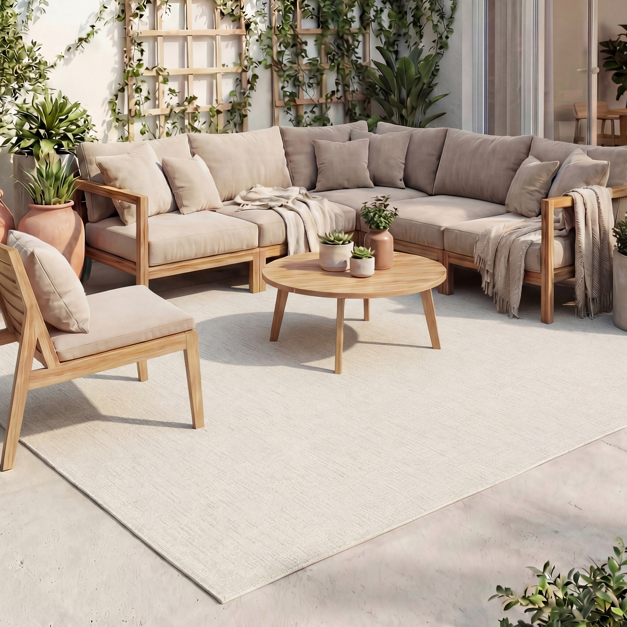 In-& Outdoor Teppich - Malta Melange Creme