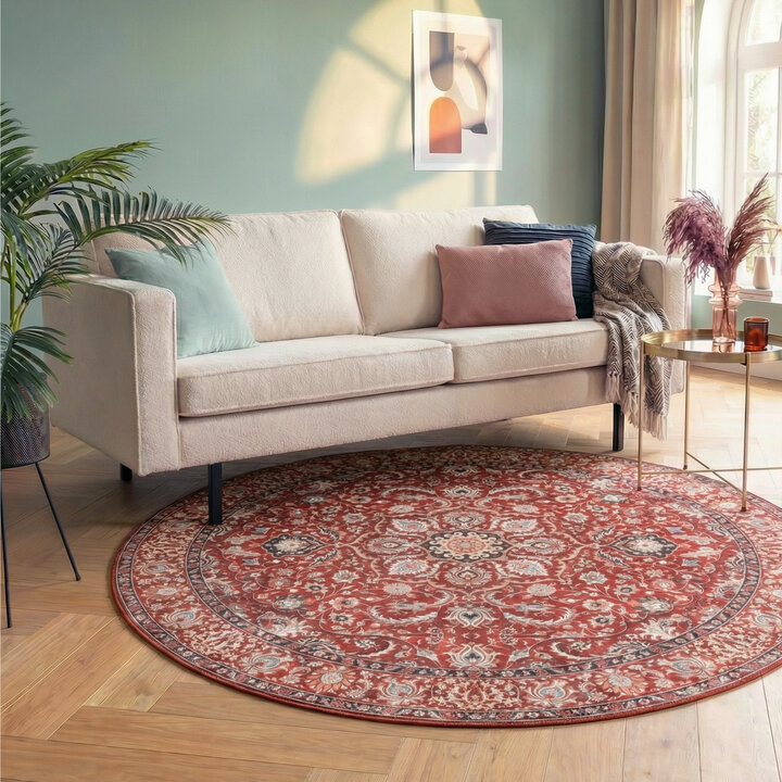 Teppich Vintage Rund - Imagine Medaillon Rot