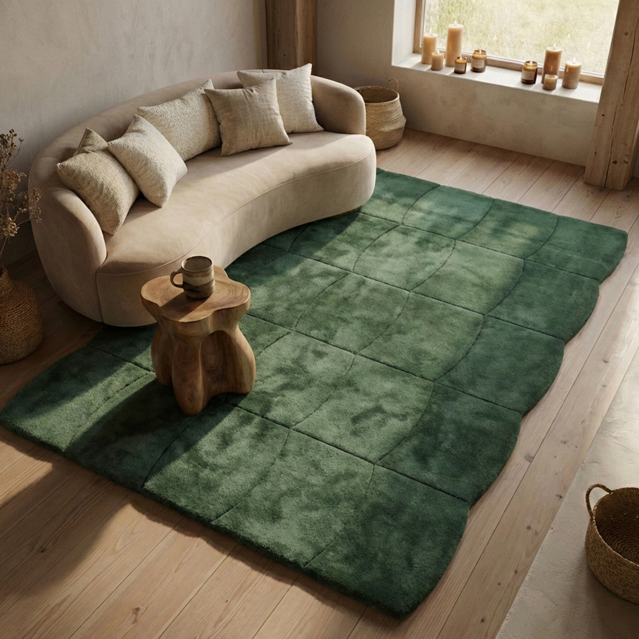Teppich Organisch - Chester Blocks Grün