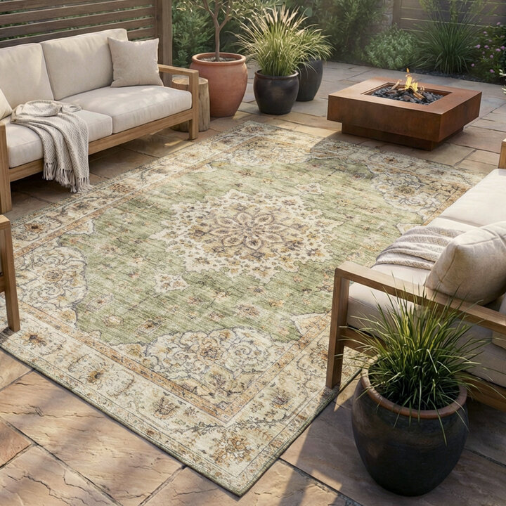 Vintage Gartenteppich - Santo Medaillon Grün