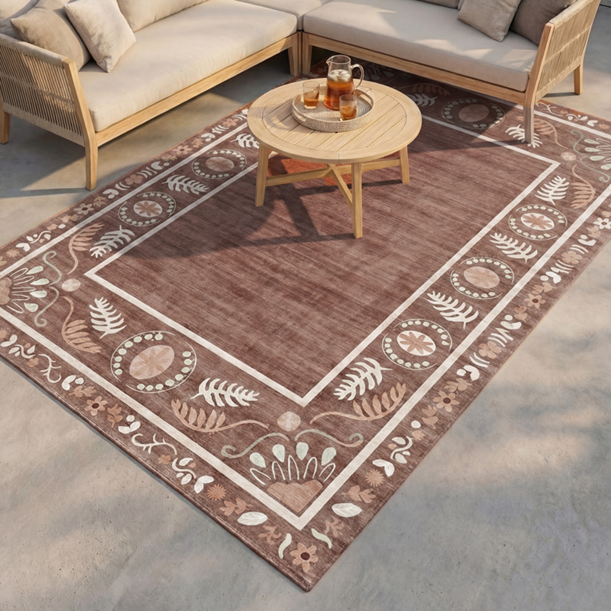 Outdoor-Teppich - Maui Border Braun