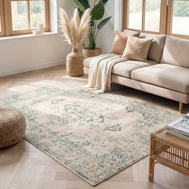 Teppich Vintage - Spring Ethnic Creme Grün