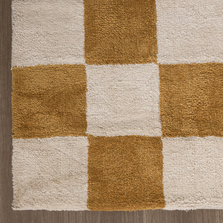 Teppich Kariert - Blox Ockergelb Weiß