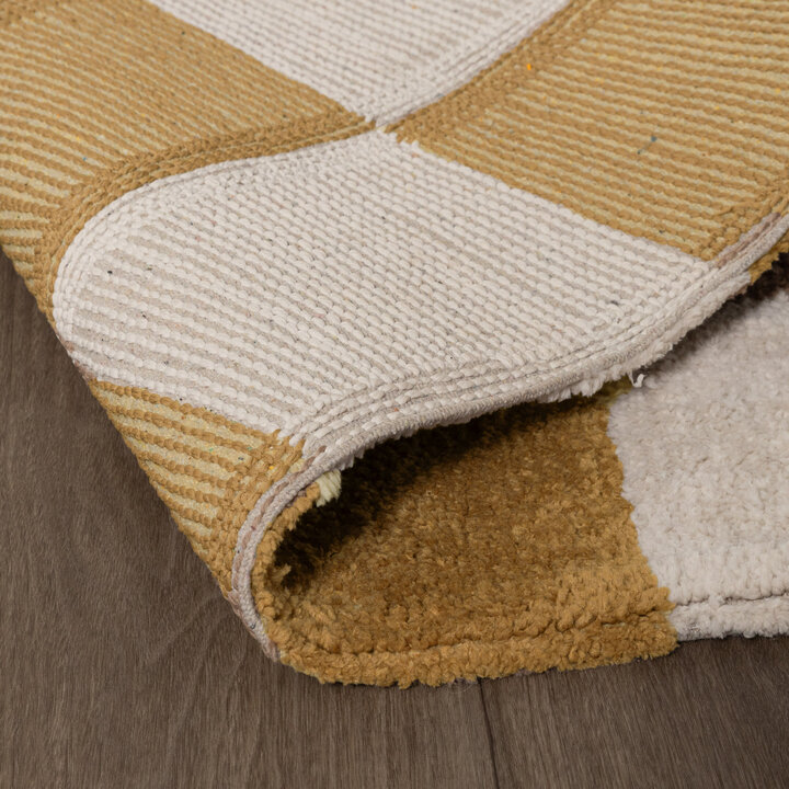 Teppich Kariert - Blox Ockergelb Weiß