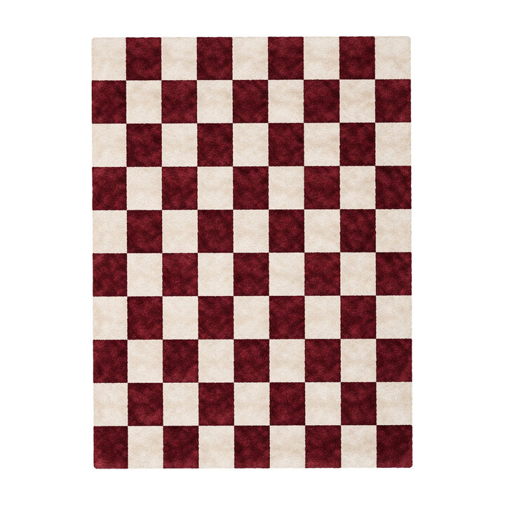 Teppich Kariert - Blox Rot Weiß