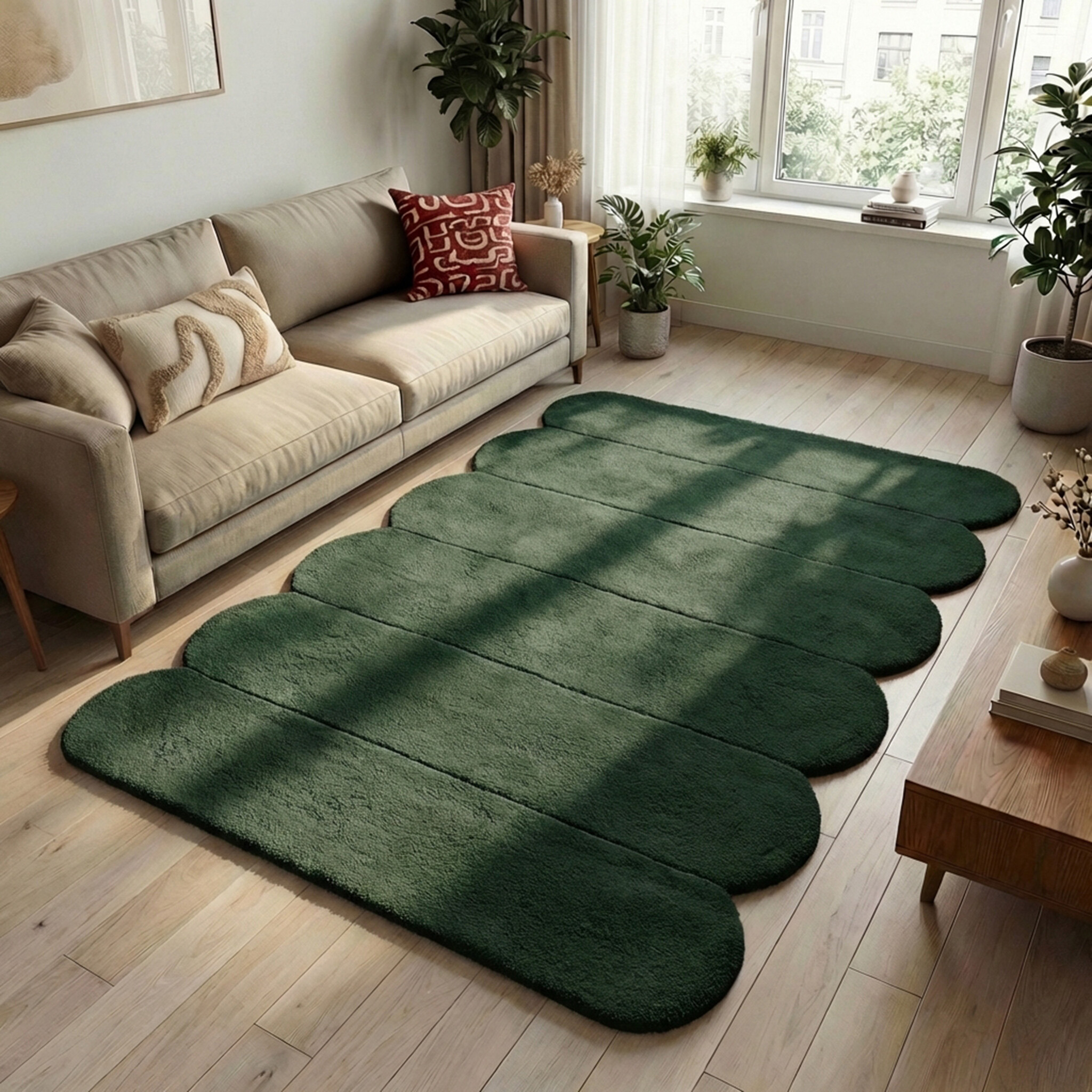 Teppich Organisch - Chester Lines Grün