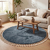 Teppich Hochflor Rund - Lofty Fringe Blau - thumbnail