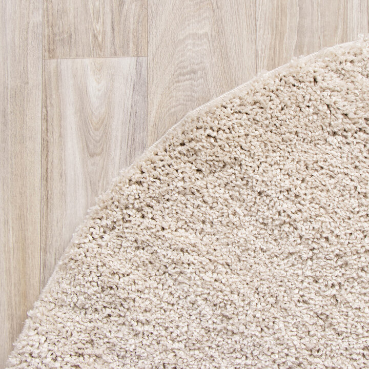 Teppich Hochflor Rund - Lofty Creme Weiß