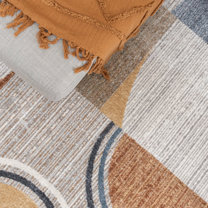 Waschbarer Teppich Rund - Misha Blocks Bunt