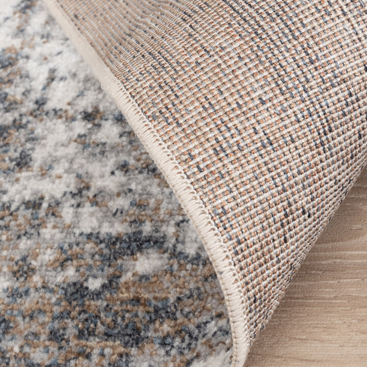 Waschbarer Teppich Rund - Misha Grunge Creme Grau