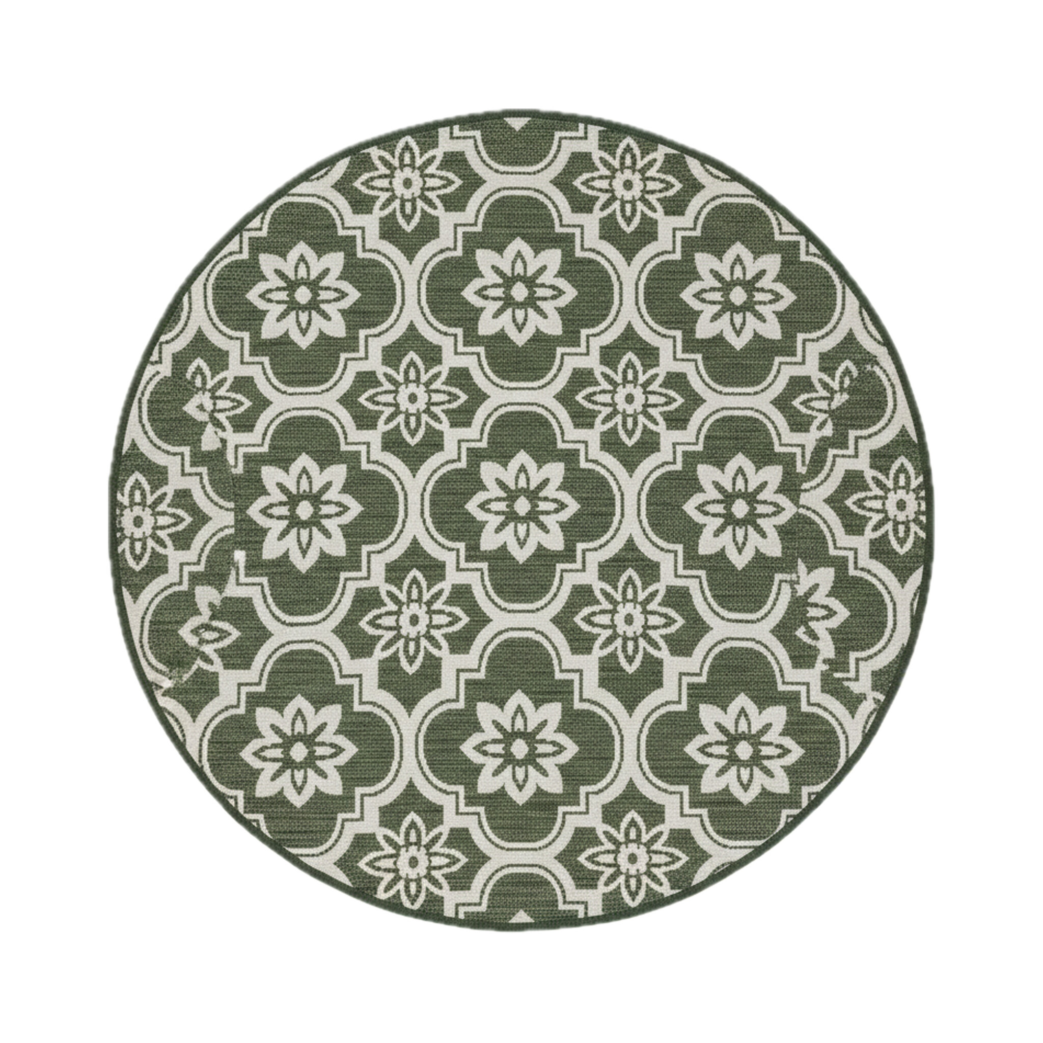 In- & Outdoor Teppich Rund - Rio Flower Grün - sfeer