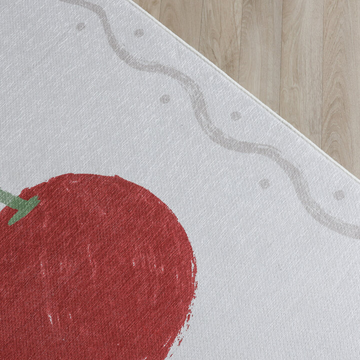 Waschbarer Kinderteppich - Mick Kirsche Rot